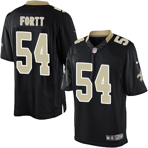 Men's Limited Khairi Fortt Nike Jersey Black Home - #54 NFL New Orleans Saints
